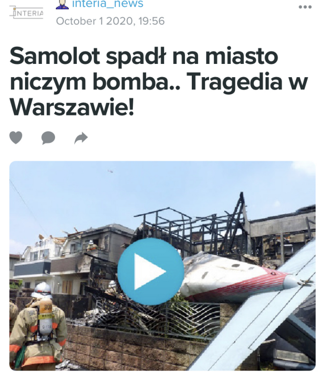 Rozbity samolot w Warszawie! – kampania oszustów.